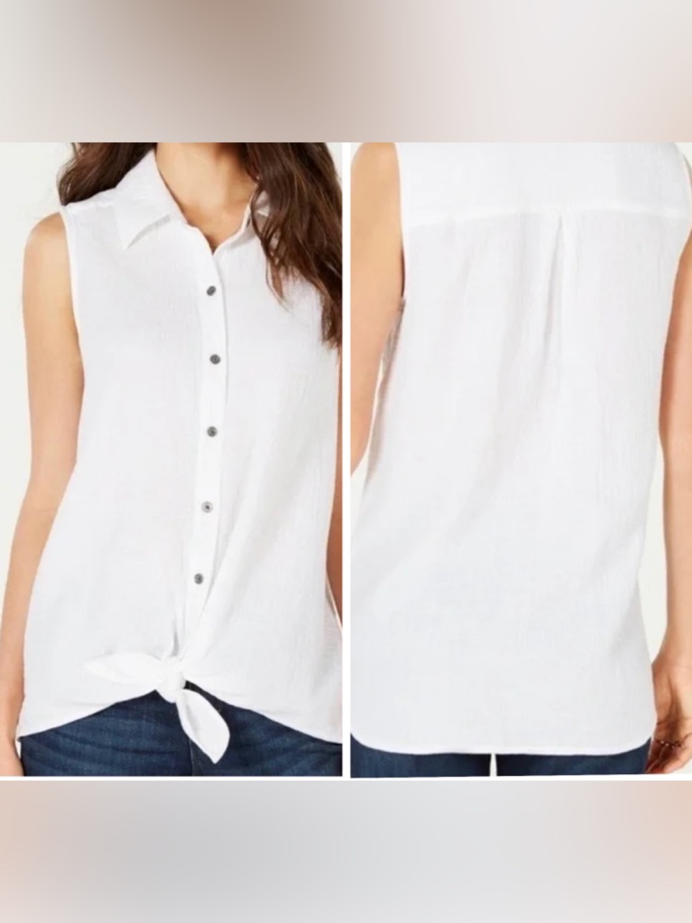 Style & Co | White Sleeveless Front Tie Top | Size XL